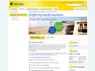 Aviva Single Travel Insurance website